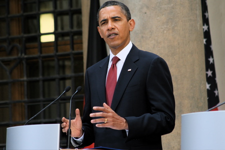 Obama spricht mit Merkel über den Nahen Osten, Klimawandel und Wirtschaftskrise in Dresden 