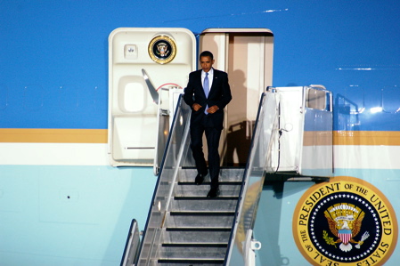 Barack Obama in Dresden gelandet